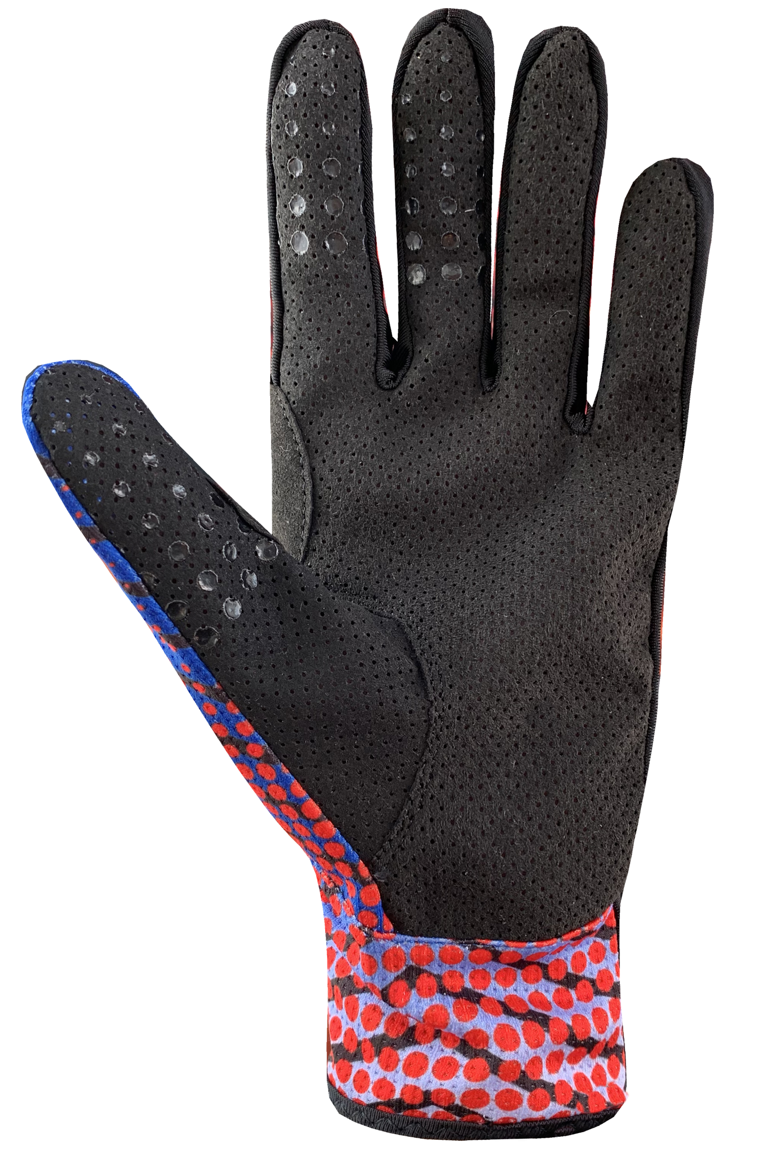 High Roller 2 Gloves - Adult, Black/Blue/Red