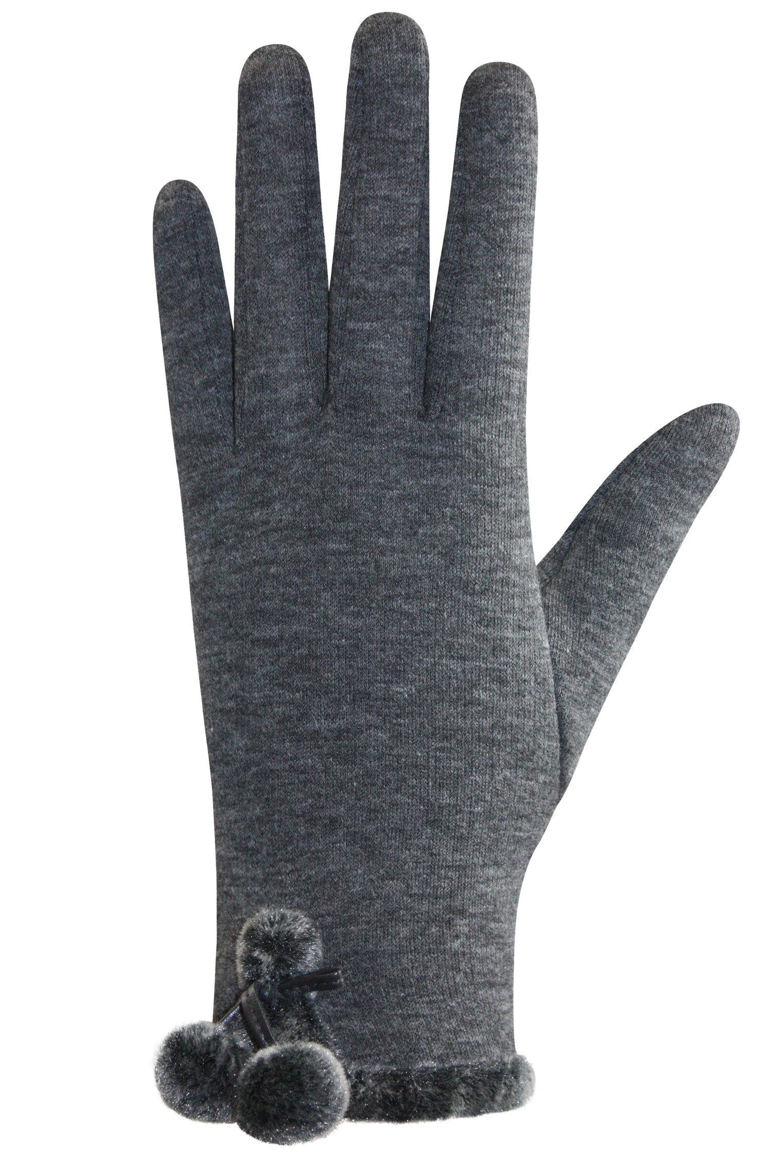Pom Pom Gloves - Women, Anthracite