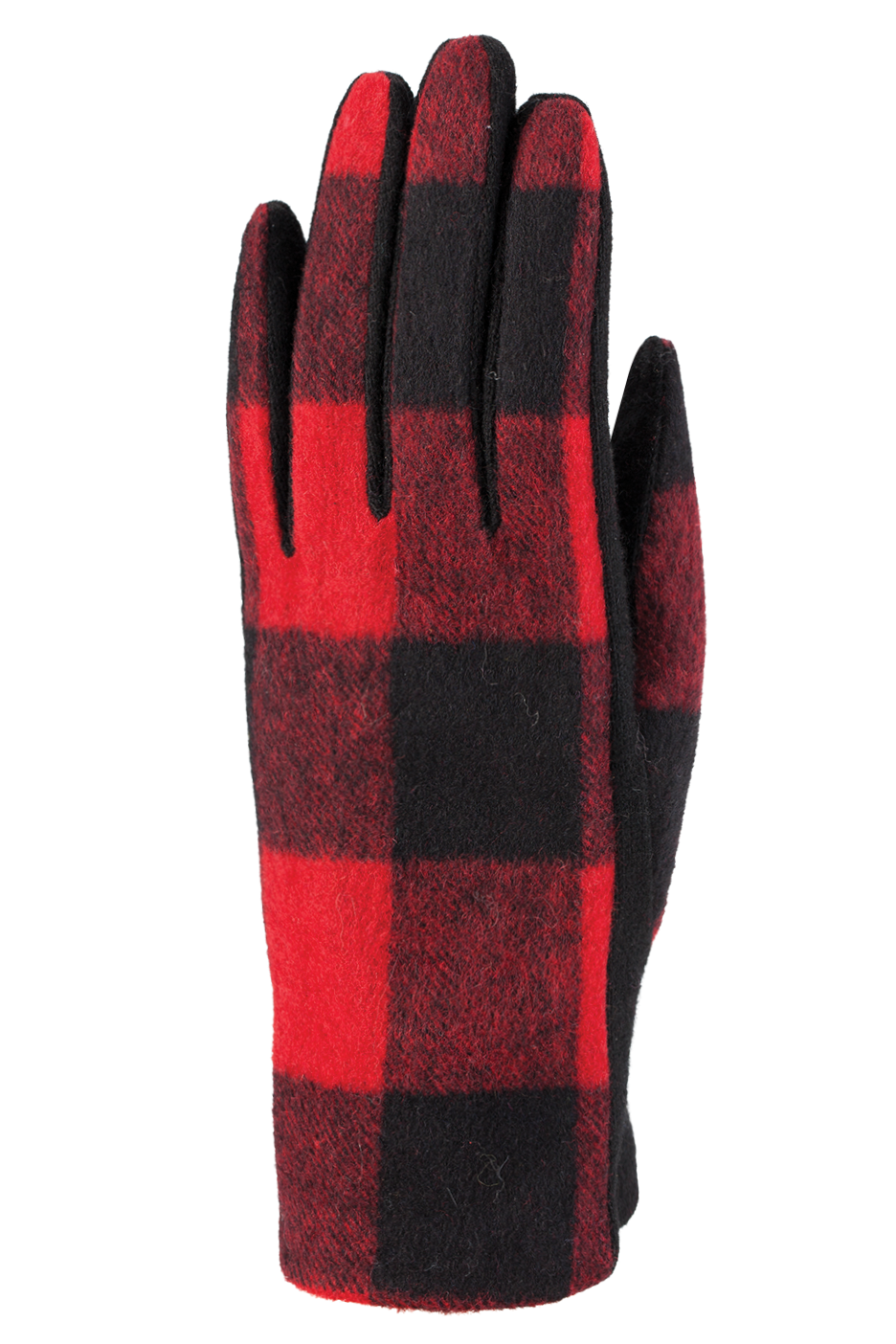 Buffalo Check Gloves - Women, Black/Red