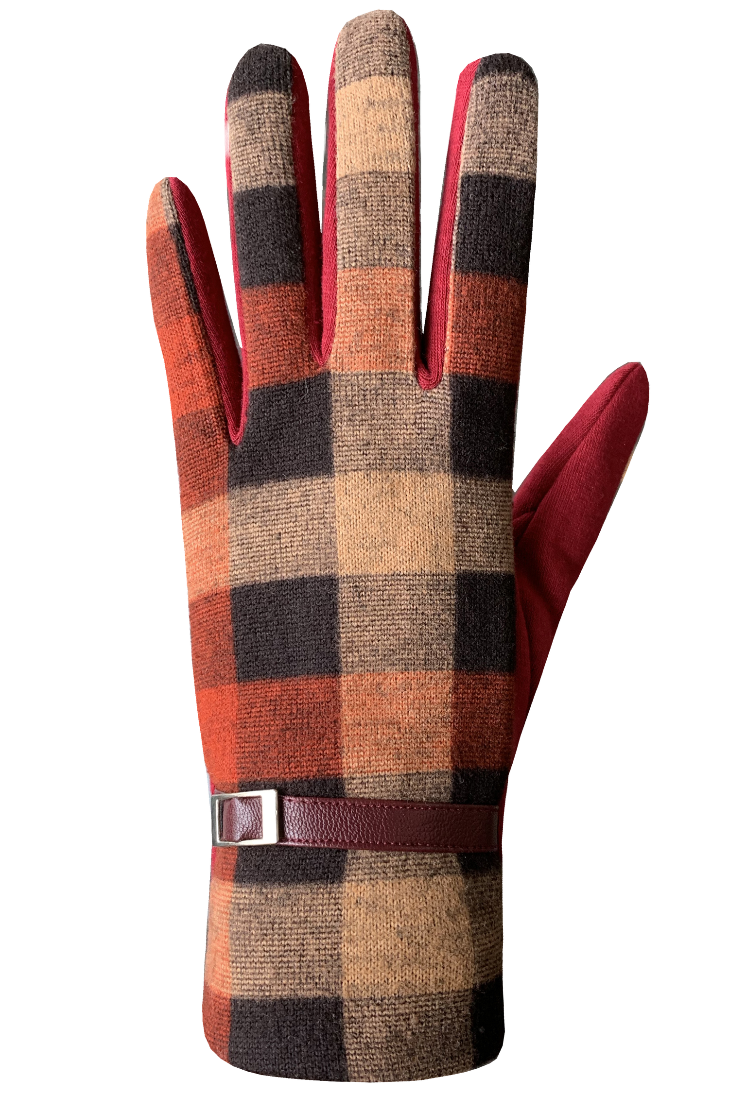 Hannah Gloves - Women, Burgundy/Black/Plaid